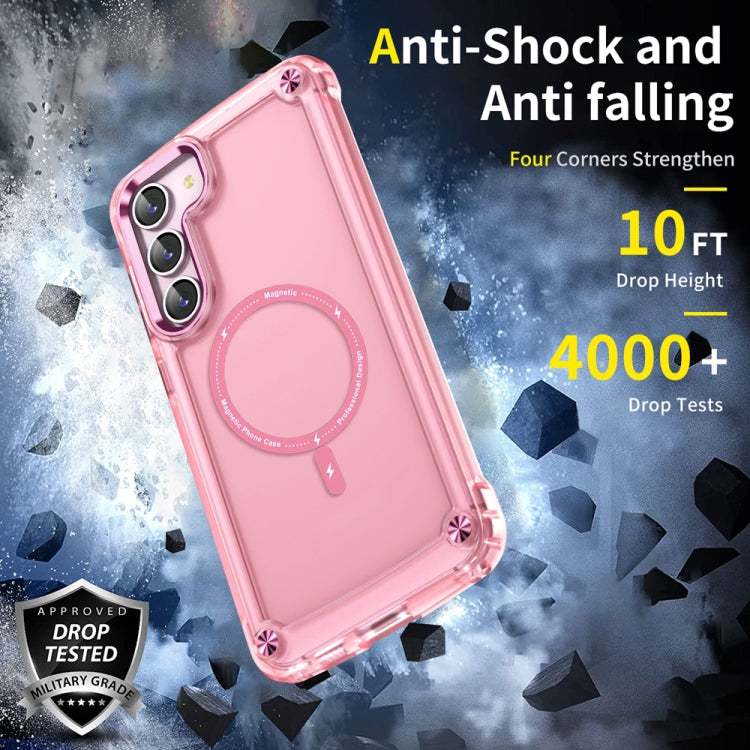 For Samsung Galaxy S23 5G Skin Feel TPU + PC MagSafe Magnetic Phone Case(Transparent Pink) - Galaxy S23 5G Cases by PMC TechLife | Online Shopping South Africa | PMC TechLife