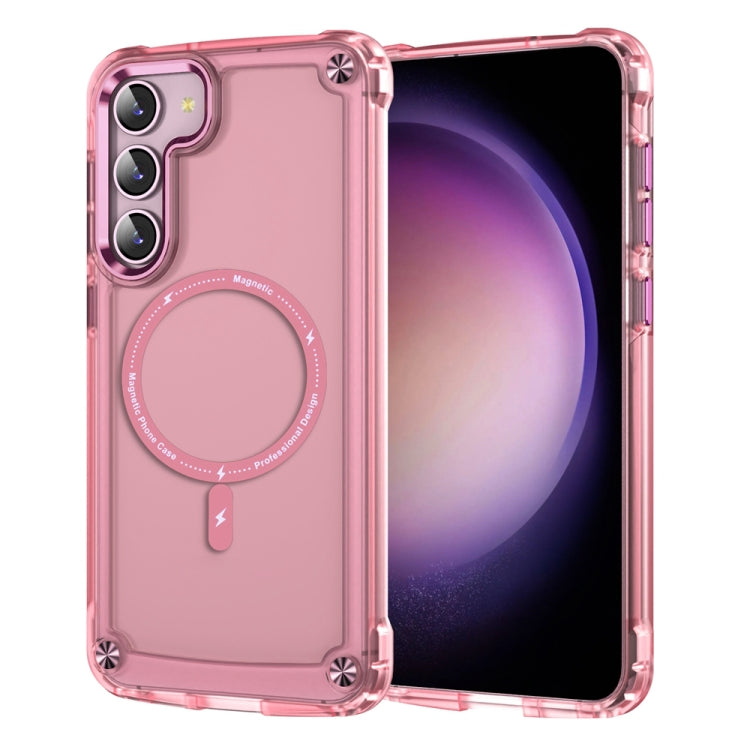 For Samsung Galaxy S22+ 5G Skin Feel TPU + PC MagSafe Magnetic Phone Case(Transparent Pink)