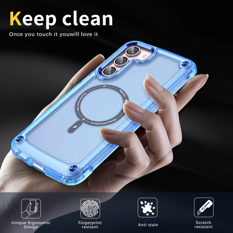 For Samsung Galaxy S22+ 5G Skin Feel TPU + PC MagSafe Magnetic Phone Case(Transparent Blue)