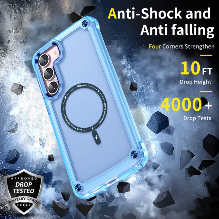 For Samsung Galaxy S22+ 5G Skin Feel TPU + PC MagSafe Magnetic Phone Case(Transparent Blue)