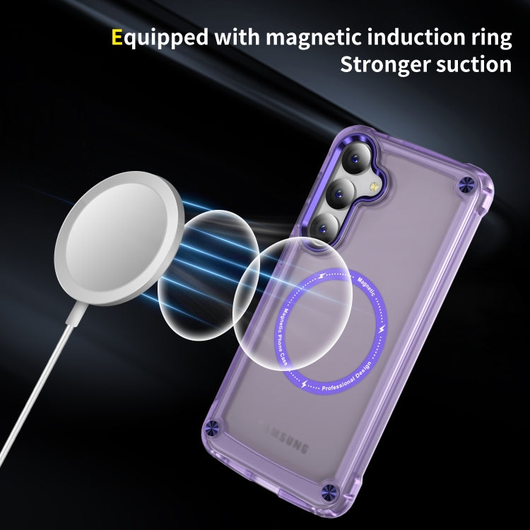 For Samsung Galaxy S24+ 5G Skin Feel TPU + PC MagSafe Magnetic Phone Case(Transparent Purple) - Galaxy S24+ 5G Cases by PMC TechLife | Online Shopping South Africa | PMC TechLife