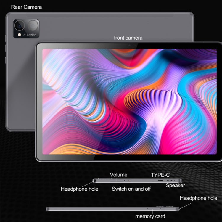 BDF P60 4G LTE Tablet PC 10.1 inch, 8GB+256GB, Android 12 MTK6762 Octa Core, Support Dual SIM, EU Plug(Grey) - free shipping - PMC TechLife - Order now!