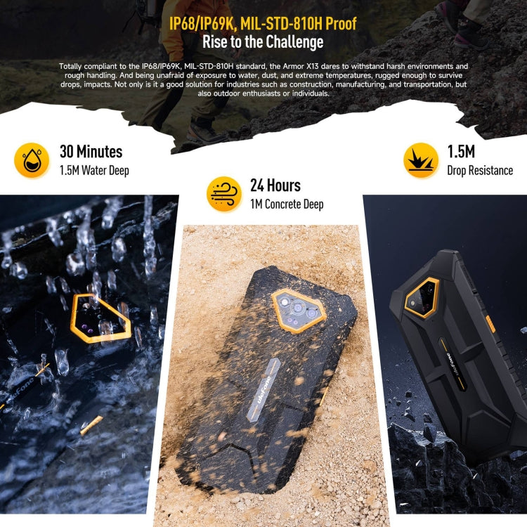 Ulefone Armor X13, 6GB+64GB, IP68/IP69K Rugged Phone, 6.52 inch Android 13 MediaTek Helio G36 Octa Core, Network: 4G, NFC, OTG(Some Orange) - free shipping - PMC Jewellery - Order now!