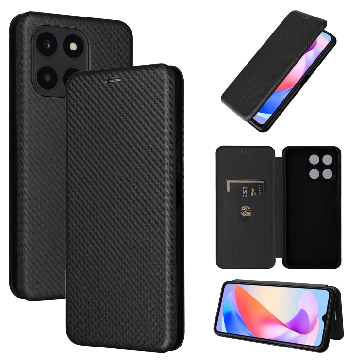 For Honor X6a 4G Carbon Fiber Texture Flip Leather Phone Case(Black) - free shipping - PMC Jewellery - Order now!