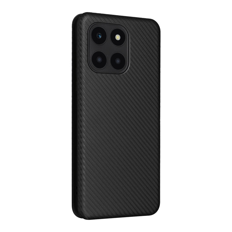 For Honor X6a 4G Carbon Fiber Texture Flip Leather Phone Case(Black)