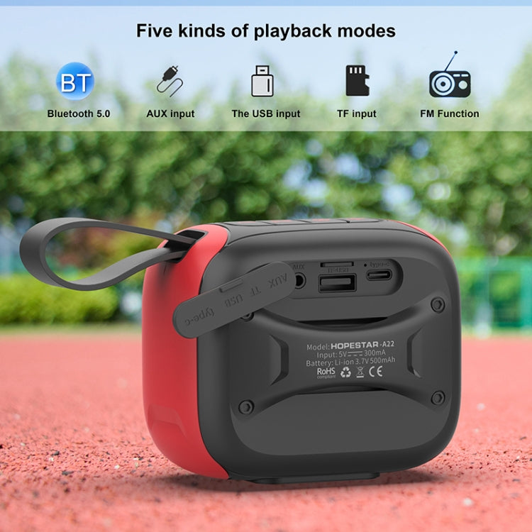 HOPESTAR A22 IPX6 Waterproof Portable Bluetooth Speaker Outdoor Subwoofer(Blue Red) - free shipping - PMC Jewellery - Order now!