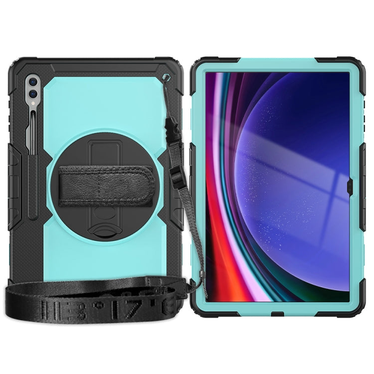 For Samsung Galaxy Tab S9 Ultra / S10 Ultra Silicone Hybrid PC Tablet Protective Case(Black+Light Blue)