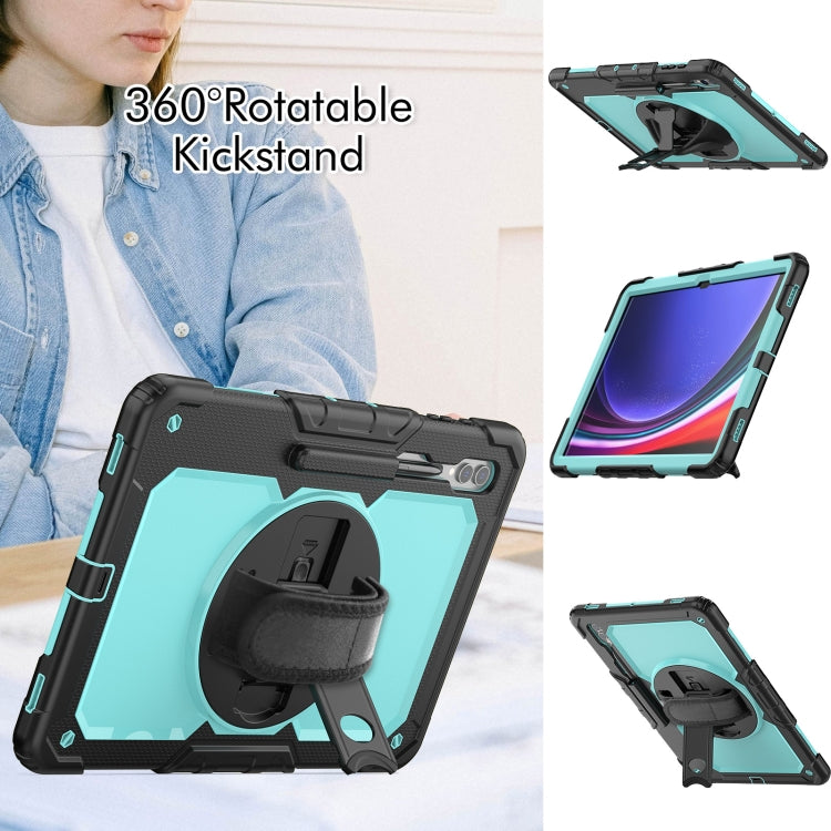 For Samsung Galaxy Tab S9 Ultra / S10 Ultra Silicone Hybrid PC Tablet Protective Case(Black+Light Blue)