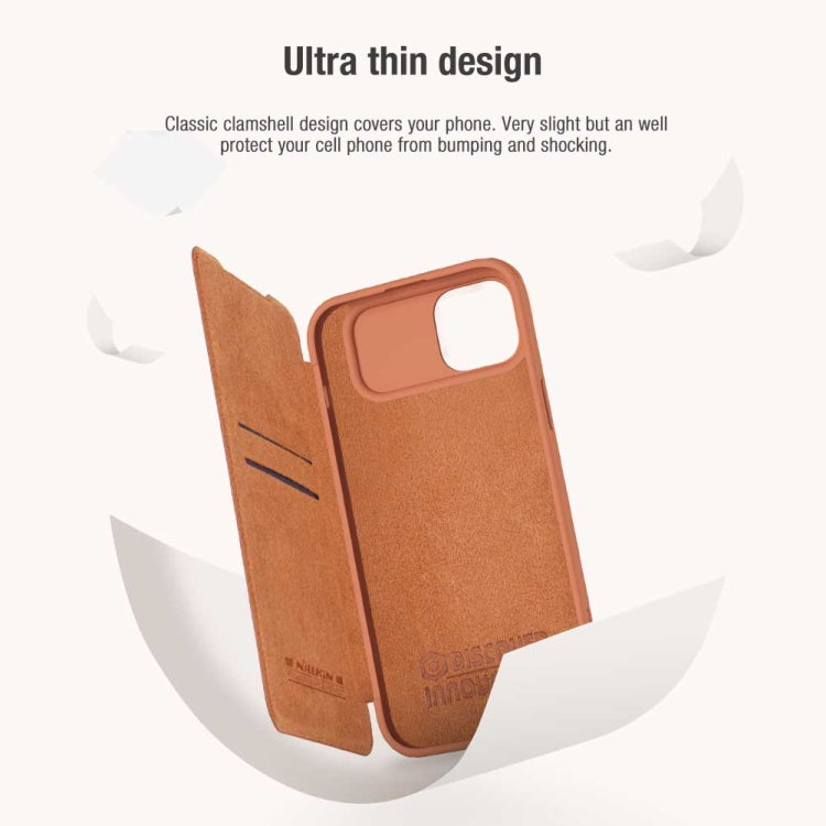For iPhone 15 Plus NILLKIN QIN Series Pro Sliding Camera Cover Design Leather Phone Case(Red) - iPhone 15 Plus Cases by NILLKIN | Online Shopping South Africa | PMC Jewellery | Buy Now Pay Later Mobicred