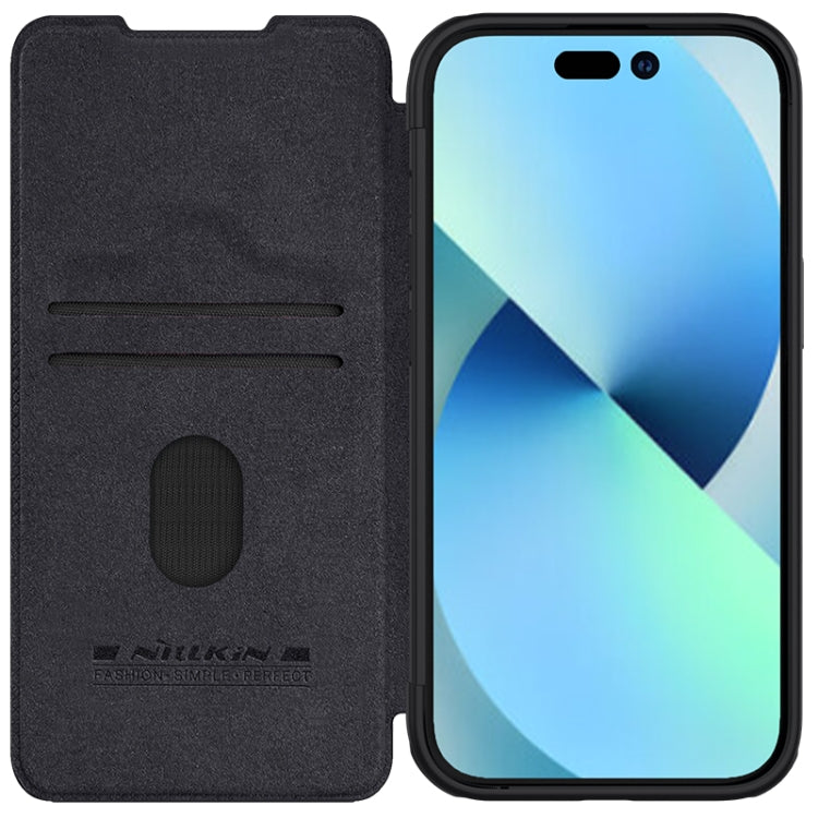 For iPhone 15 Plus NILLKIN QIN Series Pro Sliding Camera Cover Design Leather Phone Case(Black) - free shipping - PMC Jewellery - Order now!