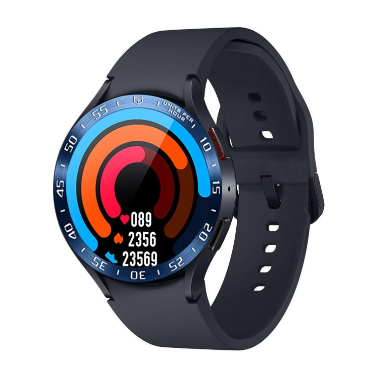 For Samsung Galaxy Watch6 Classic 47mm A Style Smart Watch Steel Ring Protective Frame(Blue)