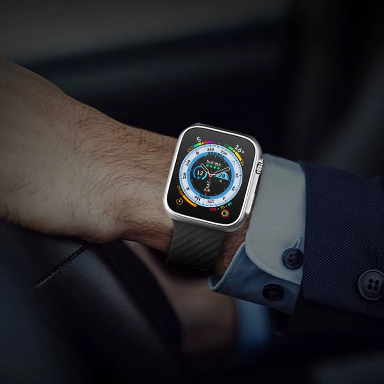 For Apple Watch SE 2022 44mm Carbon Fiber Pattern Magnetic Buckle Silicone Watch Band(Brown) - Watch Bands by PMC Jewellery | Online Shopping South Africa | PMC Jewellery | Buy Now Pay Later Mobicred