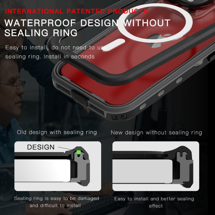 For iPhone 15 Pro RedPepper IP68 Waterproof MagSafe Phone Case(Black) - free shipping - PMC Jewellery - Order now!
