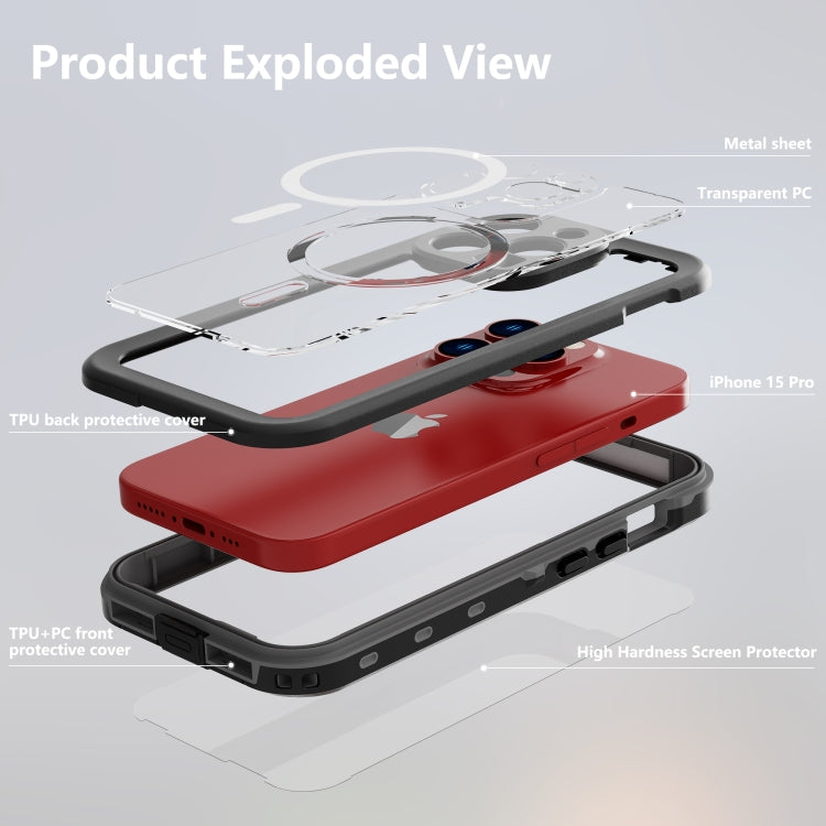 For iPhone 15 Pro RedPepper IP68 Waterproof MagSafe Phone Case(Black) - free shipping - PMC Jewellery - Order now!