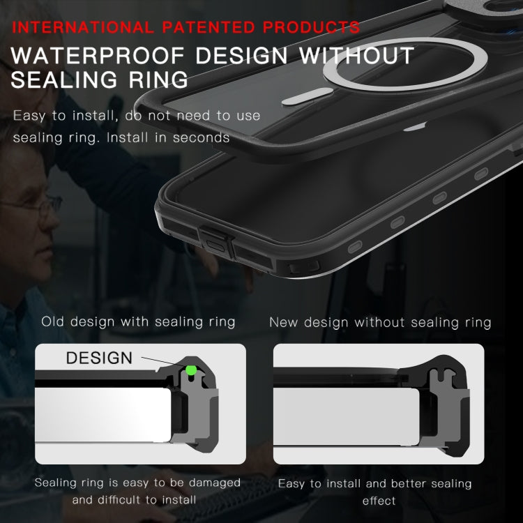 For iPhone 15 RedPepper IP68 Waterproof MagSafe Phone Case(Black) - iPhone 15 Cases by RedPepper | Online Shopping South Africa | PMC Jewellery | Buy Now Pay Later Mobicred