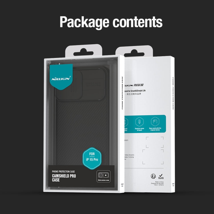 For iPhone 15 Pro NILLKIN CamShield Pro PC Phone Case(Black) - iPhone 15 Pro Cases by NILLKIN | Online Shopping South Africa | PMC Jewellery | Buy Now Pay Later Mobicred