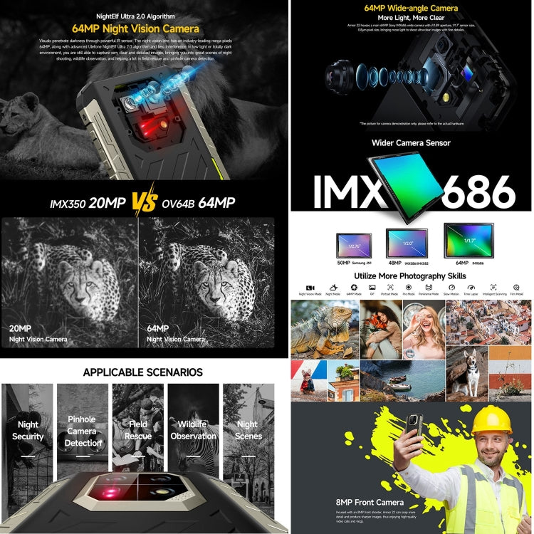 Ulefone Armor 22, 8GB+128GB, IP68/IP69K Rugged Phone, 6.58 inch Android 13 MediaTek Helio G96 Octa Core, Network: 4G, NFC, OTG(Some Green) - free shipping - PMC Jewellery - Order now!