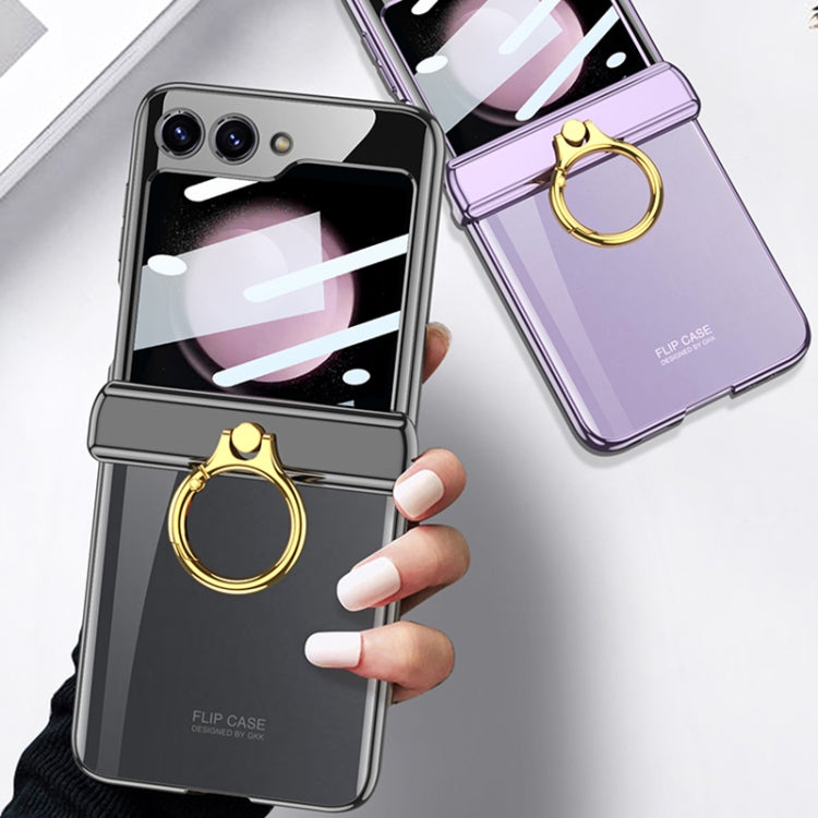 For Samsung Galaxy Z Flip5 GKK Magnetic Folding Phantom Rotary Phone Case with Ring Holder(Champagne Gold)