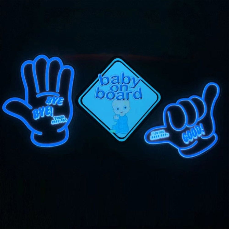 EL Luminous Car Stickers Cold Light Car Stickers Car Luminous Pattern Decoration(Wanted Blue)