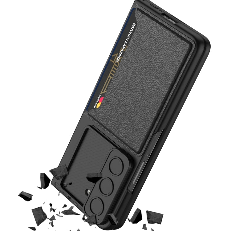 For Samsung Galaxy Z Fold5 GKK Integrated Ultra-thin Sliding Window Folding Phone Case with Card Holder(Green)