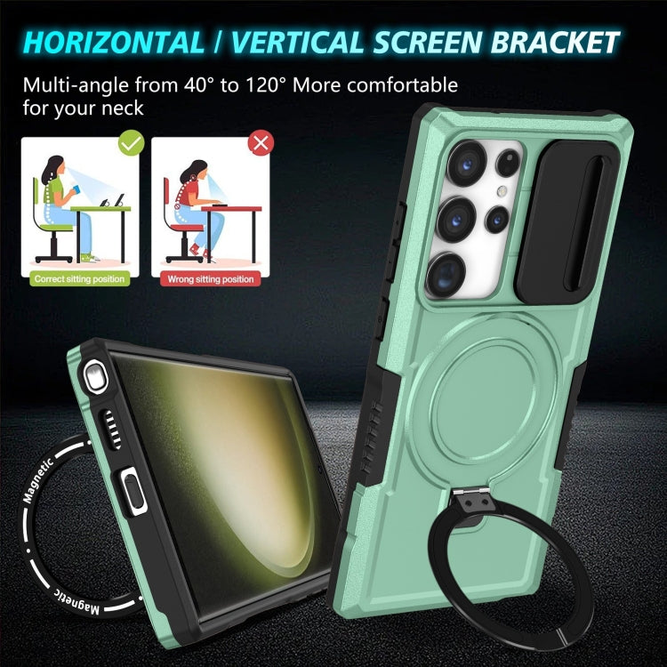 For Samsung Galaxy S23 Ultra 5G Sliding Camshield Magsafe Holder TPU Hybrid PC Phone Case(Light Blue) - Galaxy S23 Ultra 5G Cases by PMC TechLife | Online Shopping South Africa | PMC TechLife
