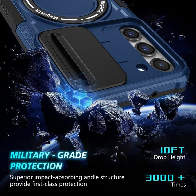 For Samsung Galaxy S23+ 5G Sliding Camshield Magsafe Holder TPU Hybrid PC Phone Case(Royal Blue)