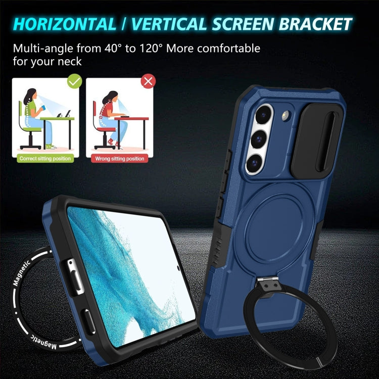 For Samsung Galaxy S22 5G Sliding Camshield Magsafe Holder TPU Hybrid PC Phone Case(Royal Blue) - Galaxy Phone Cases by PMC TechLife | Online Shopping South Africa | PMC TechLife
