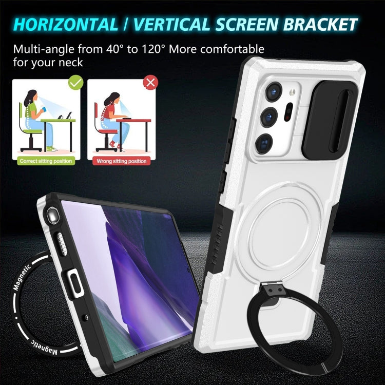 For Samsung Galaxy Note20 Ultra Sliding Camshield Magsafe Holder TPU Hybrid PC Phone Case(Black White) - Galaxy Note20 Ultra Cases by PMC TechLife | Online Shopping South Africa | PMC TechLife