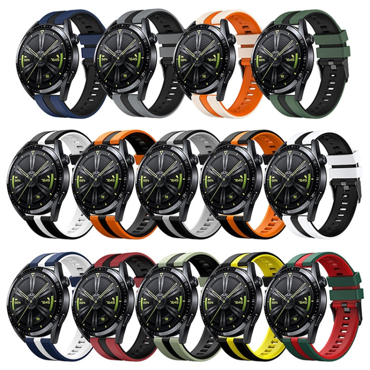 For Huawei Watch GT 3 / GT 3 Pro Vertical Two Color Silicone Watch Band(Black+Orange) - Watch Bands by PMC TechLife | Online Shopping South Africa | PMC TechLife