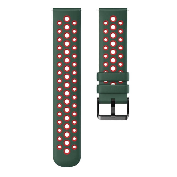 For Huawei Watch 4 Two Color Round Hole Silicone Watch Band(Dark Green Red)