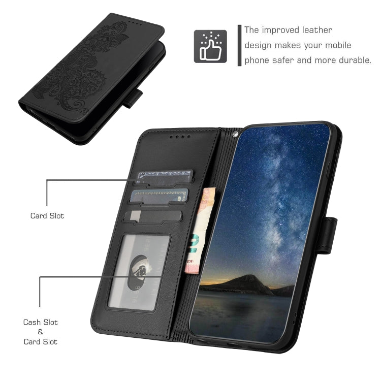 For Huawei Mate 10 Pro Datura Flower Embossed Flip Leather Phone Case(Black)