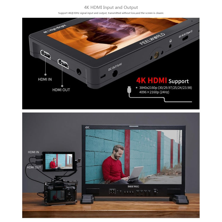 FEELWORLD F5 ProX 5.5 inch 1600nit High Bright Touch Screen DSLR Camera Field Monitor 4K HDMI F970 Install and Power Kit(Black) - free shipping - PMC Jewellery - Order now!