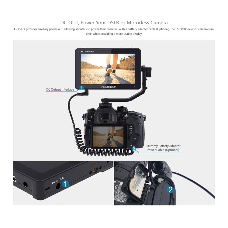 FEELWORLD F5 ProX 5.5 inch 1600nit High Bright Touch Screen DSLR Camera Field Monitor 4K HDMI F970 Install and Power Kit(Black) - free shipping - PMC Jewellery - Order now!