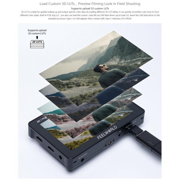 FEELWORLD F5 ProX 5.5 inch 1600nit High Bright Touch Screen DSLR Camera Field Monitor 4K HDMI F970 Install and Power Kit(Black) - free shipping - PMC Jewellery - Order now!