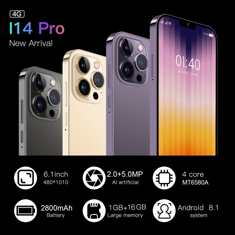 I14 Pro / N85 4G, 1GB+8GB, 6.1 inch Screen, Face Identification, Android 8.1 MTK6737 Quad Core, Network: 4G, Dual SIM(Gold)