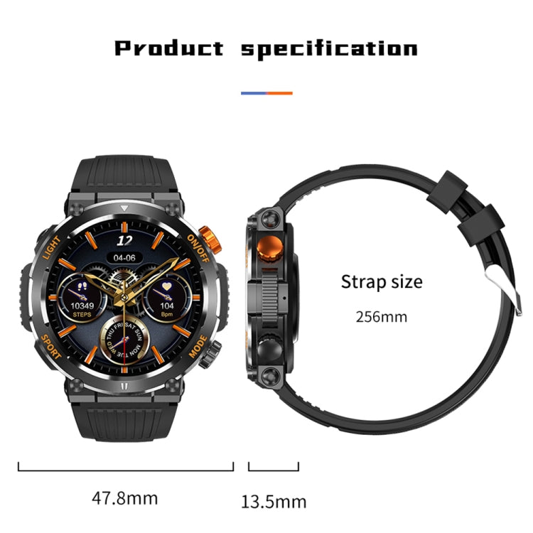 HT17 1.46 inch Round Screen Bluetooth Smart Watch, Support Wellness Tracking & 100+ Sports Modes(Orange)