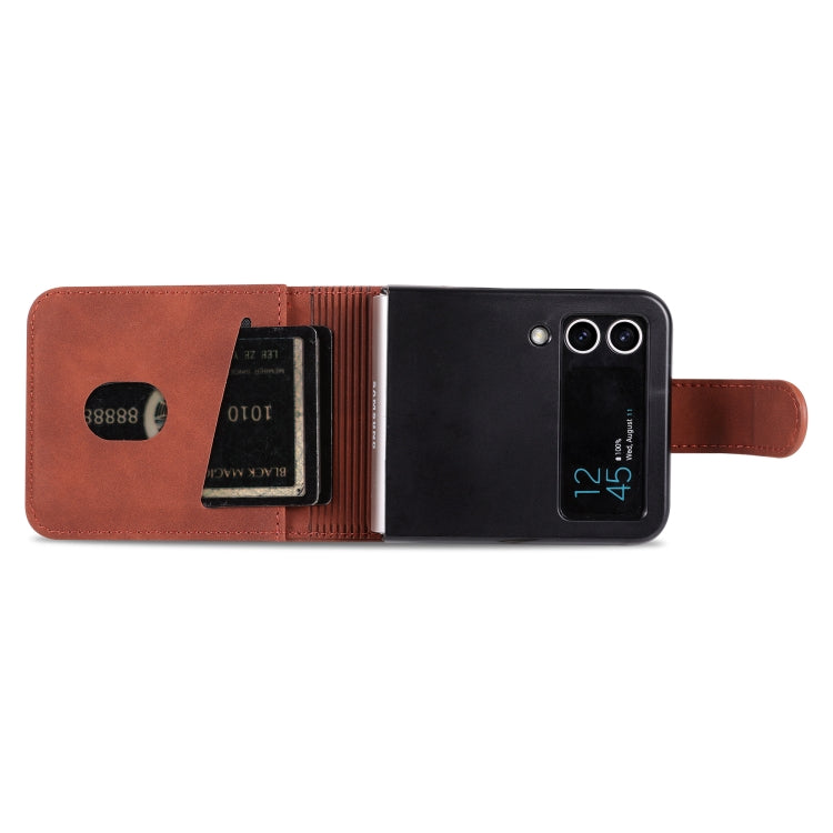 For Samsung Galaxy Z Flip4 5G AZNS Skin Feel Calf Texture Flip Leather Phone Case(Brown)