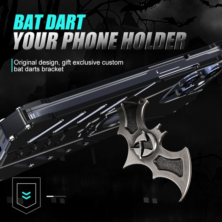 For iPhone 15 R-JUST Batman Hollow Metal Phone Protective Case(Black)