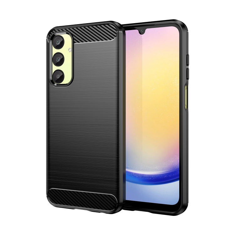 For Samsung Galaxy A25 5G Brushed Texture Carbon Fiber TPU Phone Case(Black)
