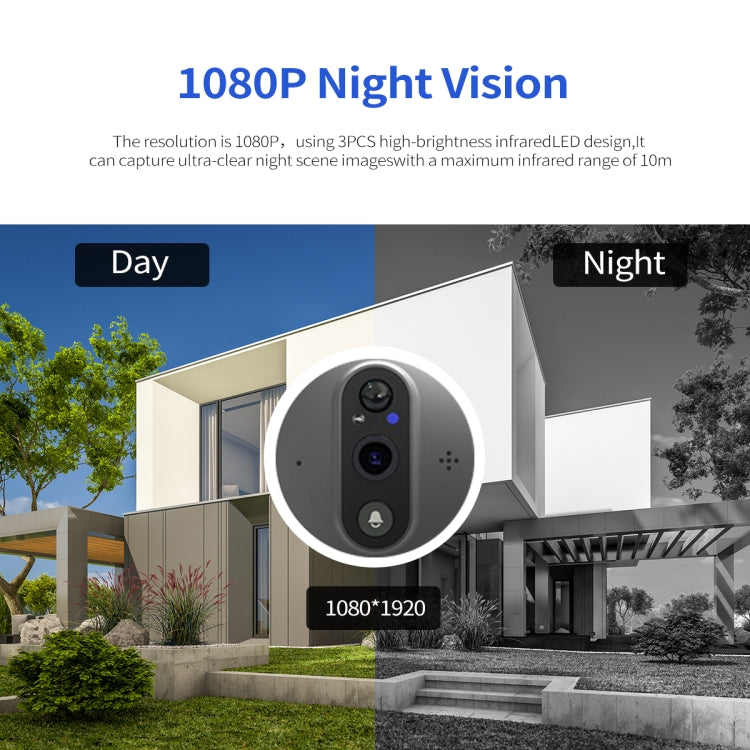 ESCAM C85 1080P 4.3 inch Smart WIFI Digital Door Viewer Supports Wide-Angle PIR & Night Vision & Dingdong Photo(White) - free shipping - PMC Jewellery - Order now!