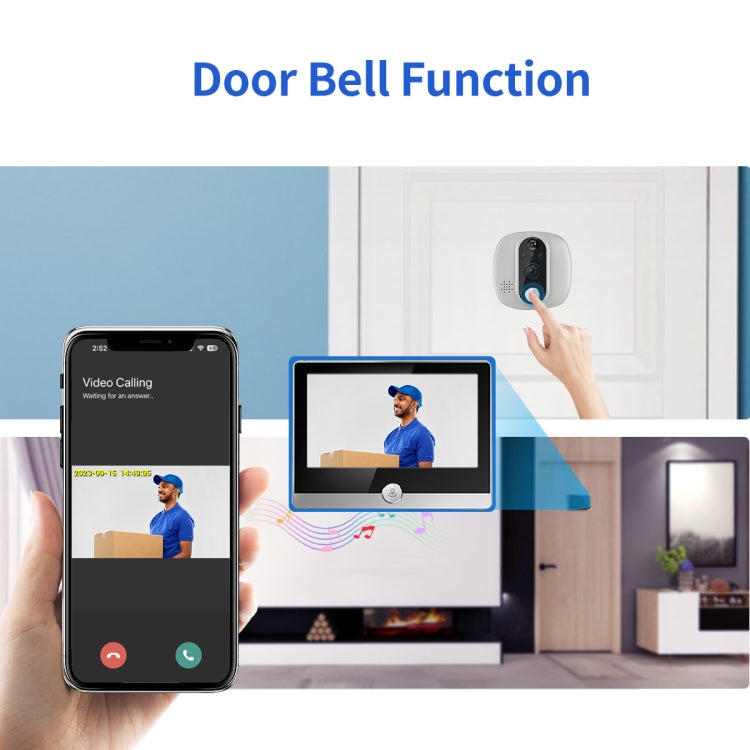 ESCAM C85 1080P 4.3 inch Smart WIFI Digital Door Viewer Supports Wide-Angle PIR & Night Vision & Dingdong Photo(White) - free shipping - PMC Jewellery - Order now!