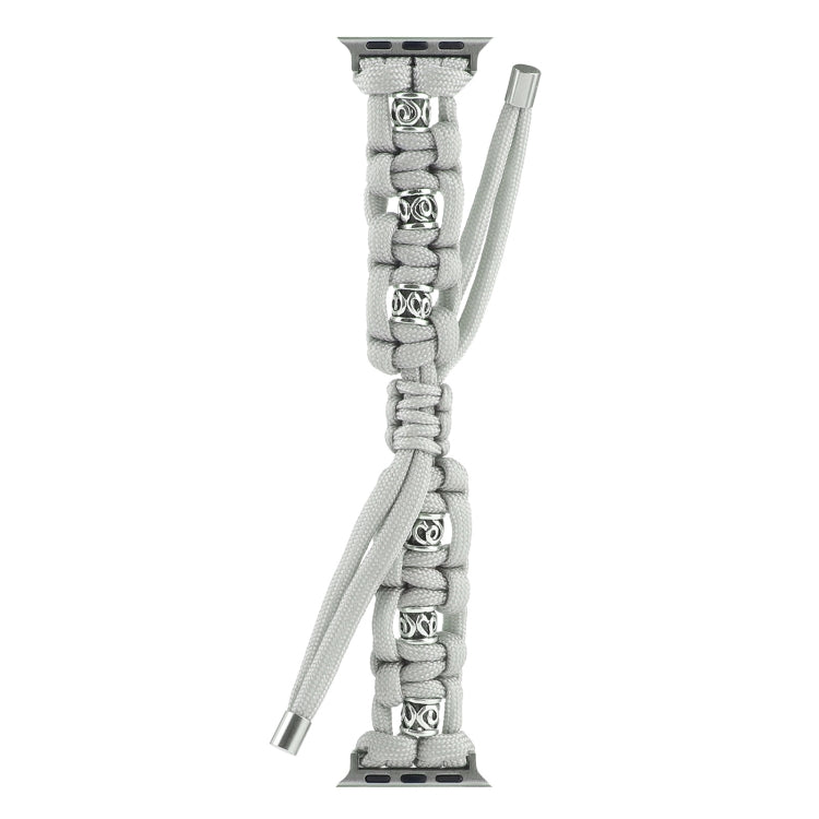For Apple Watch Ultra 49mm Silk Silver Beads Braided Watch Band(Grey)