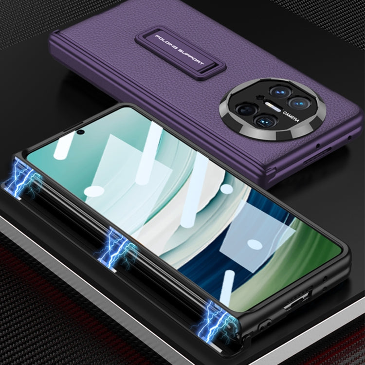 For Huawei Mate X5 GKK Magnetic Hinge Flip Leather Phone Case with Holder(Purple)