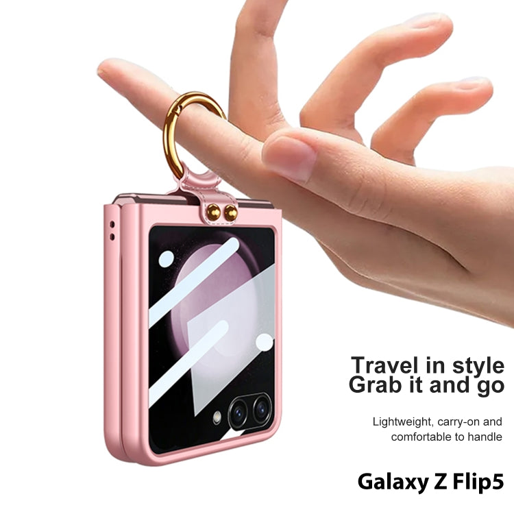 For Samsung Galaxy Z Flip5 GKK Integrated Ultra-thin PC Ring Holder Phone Case(Black)