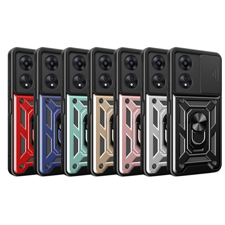 For OPPO A58 4G Global Sliding Camera Cover Design TPU+PC Phone Case(Black)