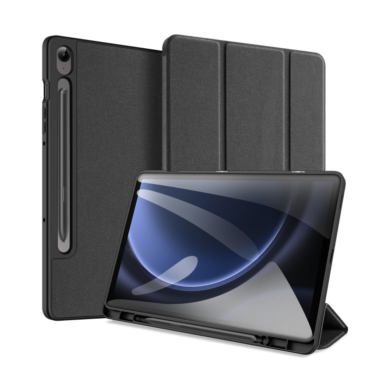 For Samsung Galaxy Tab S9 FE / S10 FE DUX DUCIS Domo Series Magnetic Flip Leather Tablet Case(Black) - Galaxy Tab S9 FE by DUX DUCIS | Online Shopping South Africa | PMC Jewellery | Buy Now Pay Later Mobicred
