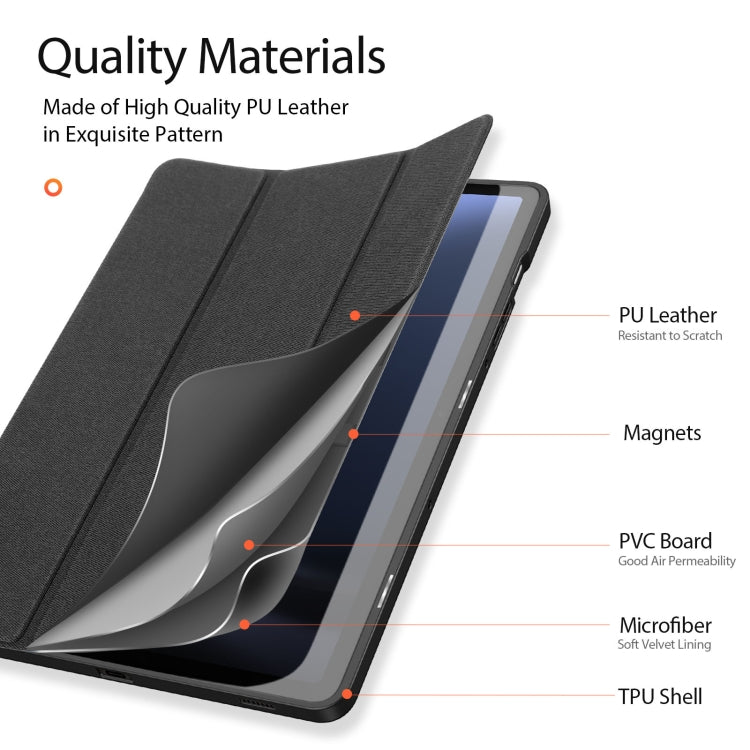 For Samsung Galaxy Tab S9 FE / S10 FE DUX DUCIS Domo Series Magnetic Flip Leather Tablet Case(Black) - Galaxy Tab S9 FE by DUX DUCIS | Online Shopping South Africa | PMC Jewellery | Buy Now Pay Later Mobicred