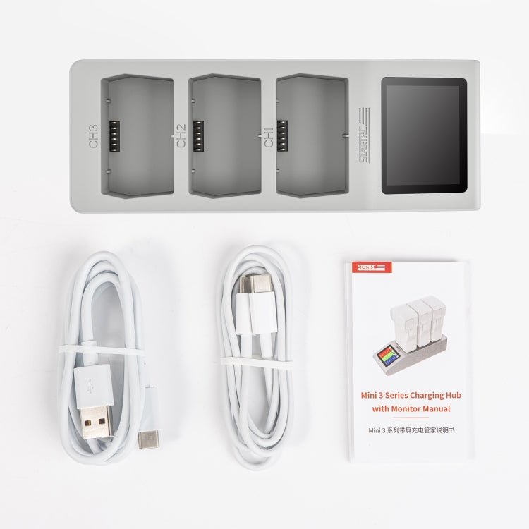 For DJI Mini 4 Pro / Mini 3/ Mini 3 Pro STARTRC 3 in 1 Charging Butler Battery Charger with Screen(Grey) - free shipping - PMC Jewellery - Order now!