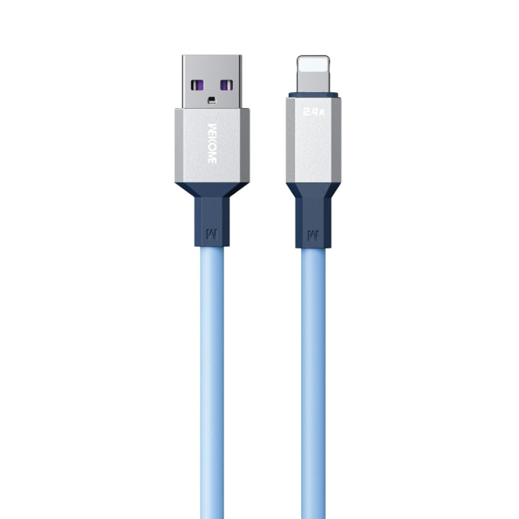 WK WDC-17 2.4A USB to 8 Pin Silicone Data Cable, Length: 1.2m(Blue)
