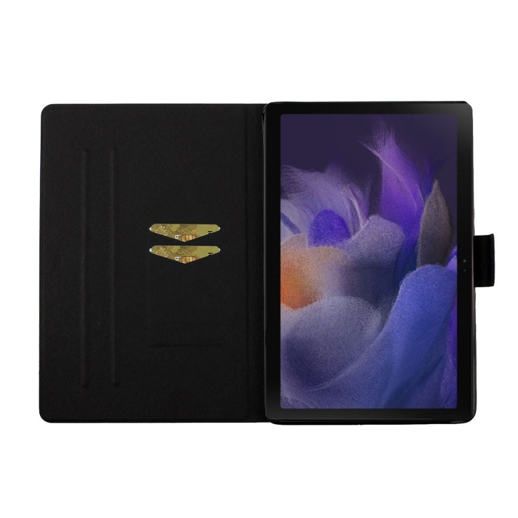 For Samsung Galaxy Tab A9 Flower Pattern Horizontal Flip PU Tablet Case with Sleep / Wake-up Function(Pink Flower)